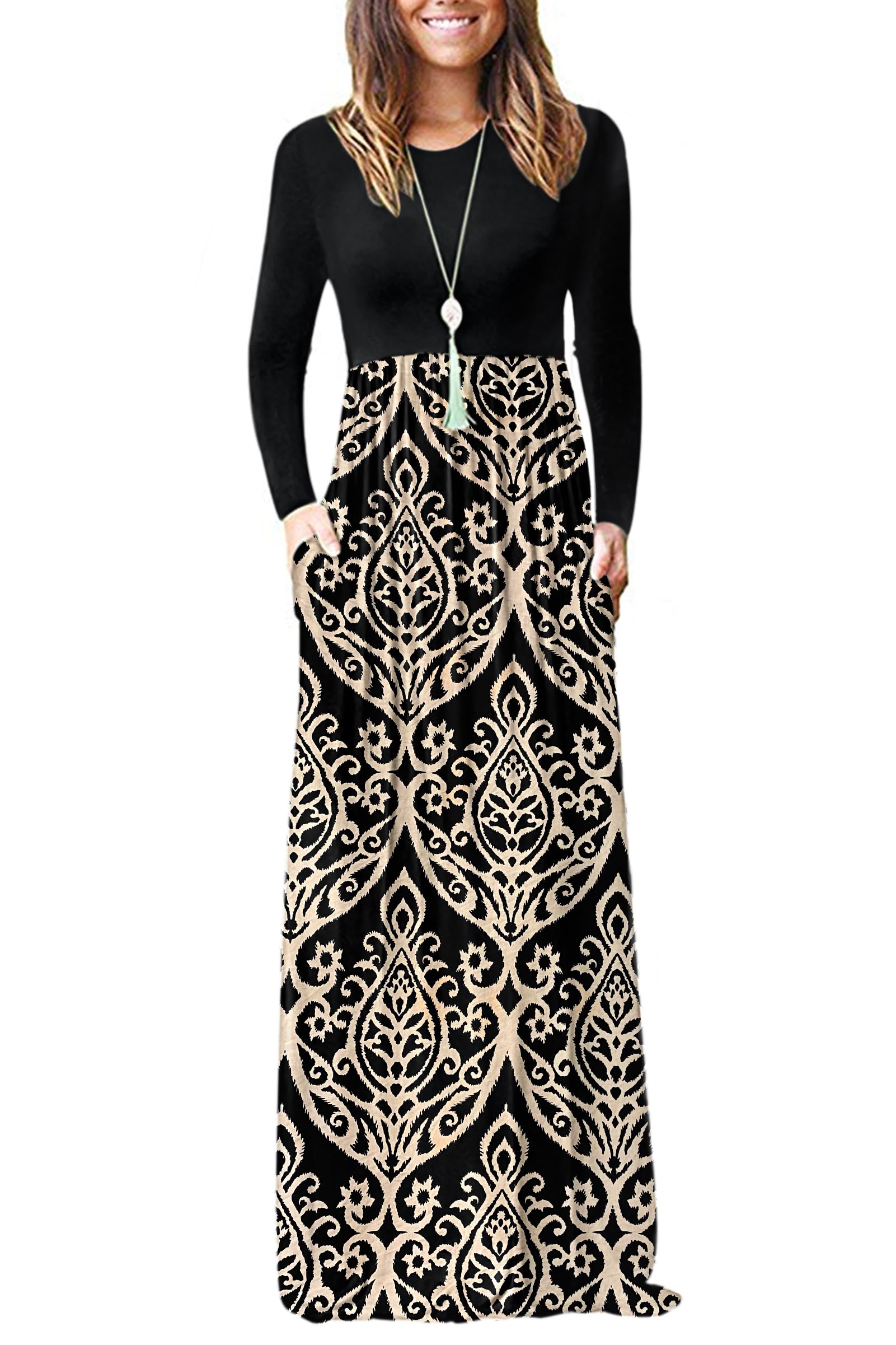 AUSELILY Women's Classic Long Sleeve Dress Loose Plain Long Casual Maxi Dresses with Pockets 2026
