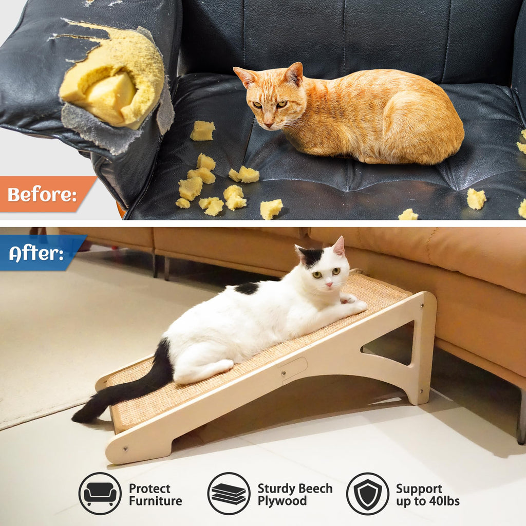 PETKARAY Couch Corner Cat Scratcher, 28.5" Sisal Scratching Post for Cats | Corner Wall Scratch Pad for Furniture Protection, Large Vertical Cat Scratching Post with Plush Base