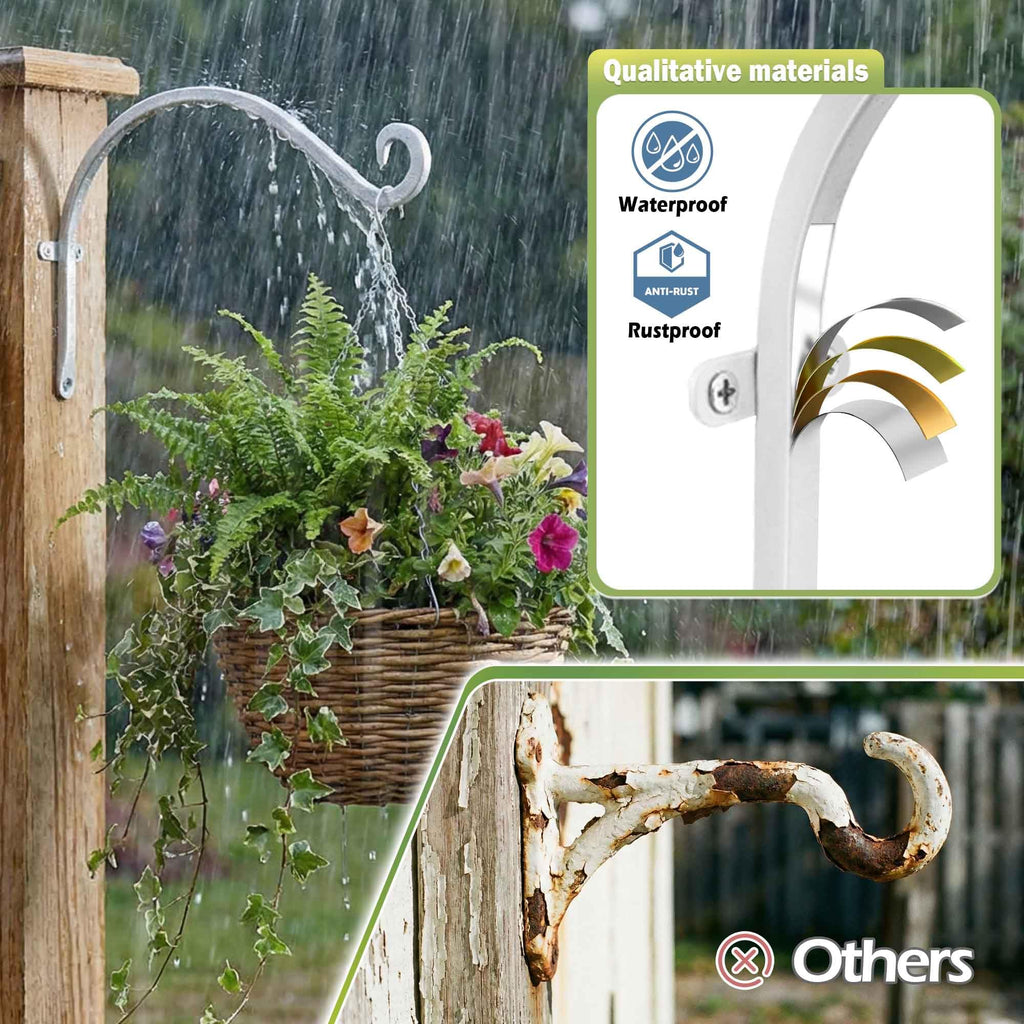 Qiang Ni Heavy-Duty Plant Hanger - 16 Inch 80lbs Metal Wall Mount Plant Bracket for Indoor Outdoor Hanging Bird Feeders, Flower Baskets, Lanterns