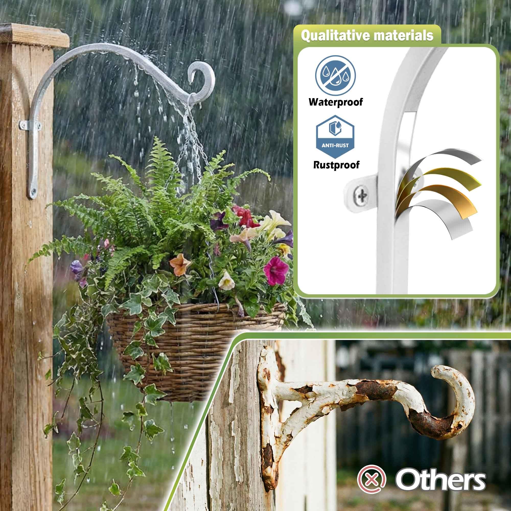Qiang Ni Heavy-Duty Plant Hanger - 16 Inch 80lbs Metal Wall Mount Plant Bracket for Indoor Outdoor Hanging Bird Feeders, Flower Baskets, Lanterns