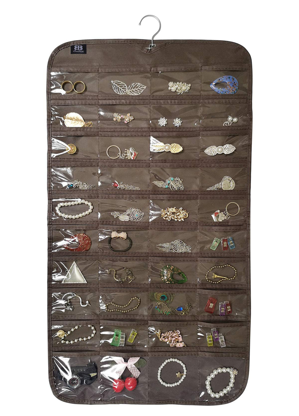 BB Brotrade Hanging Jewelry Organizer,Accessories Organizer,80 Pocket Organizer for Holding Jewelries（Beige）