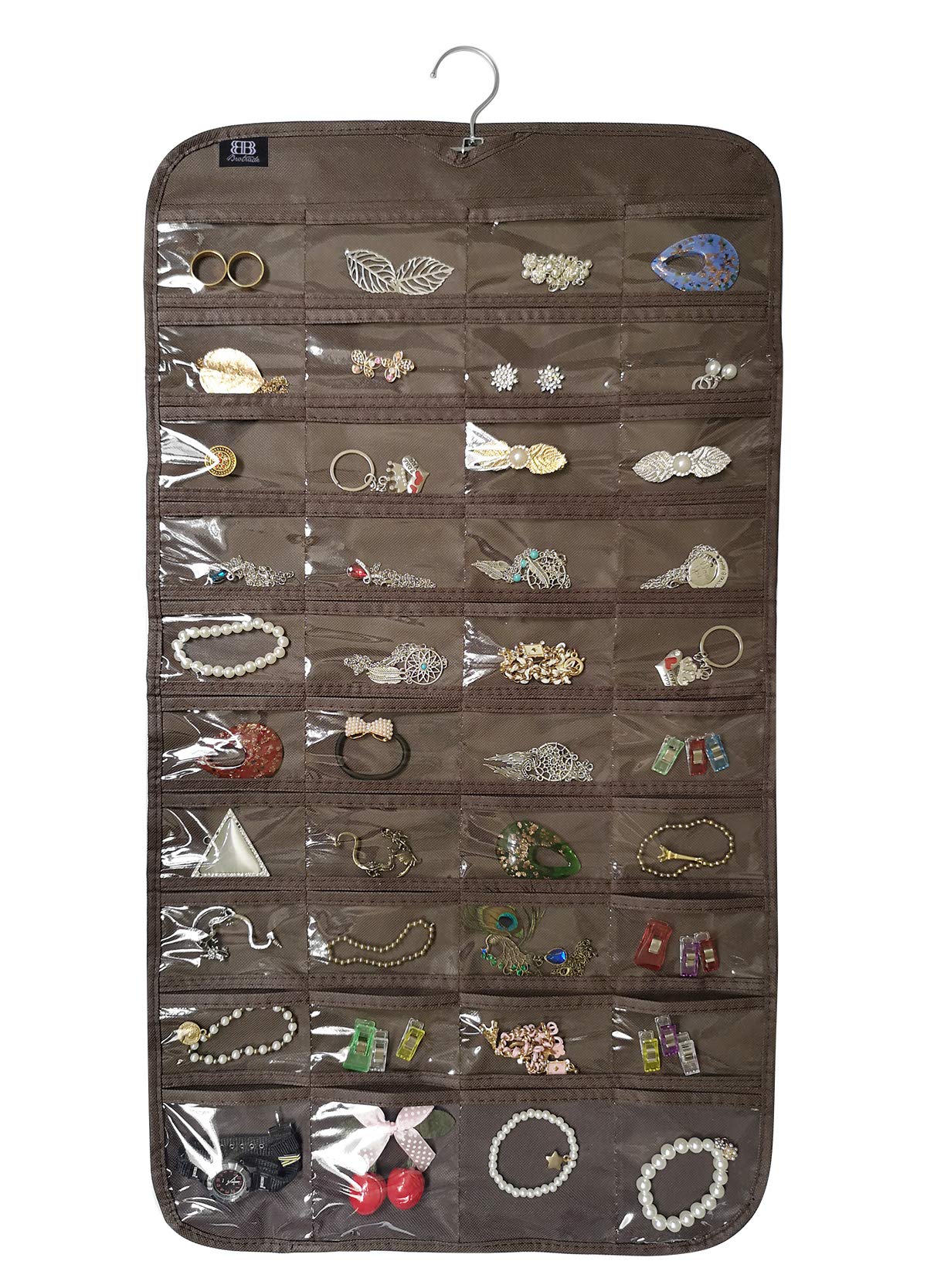 BB Brotrade Hanging Jewelry Organizer,Accessories Organizer,80 Pocket Organizer for Holding Jewelries（Beige）