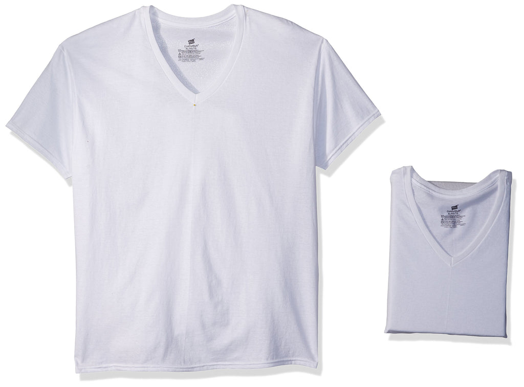 Hanes Men's Undershirts T-Shirt Pack, V-Neck Cotton Tees for Men, Moisture-Wicking, Odor Control, White Multi-Pack