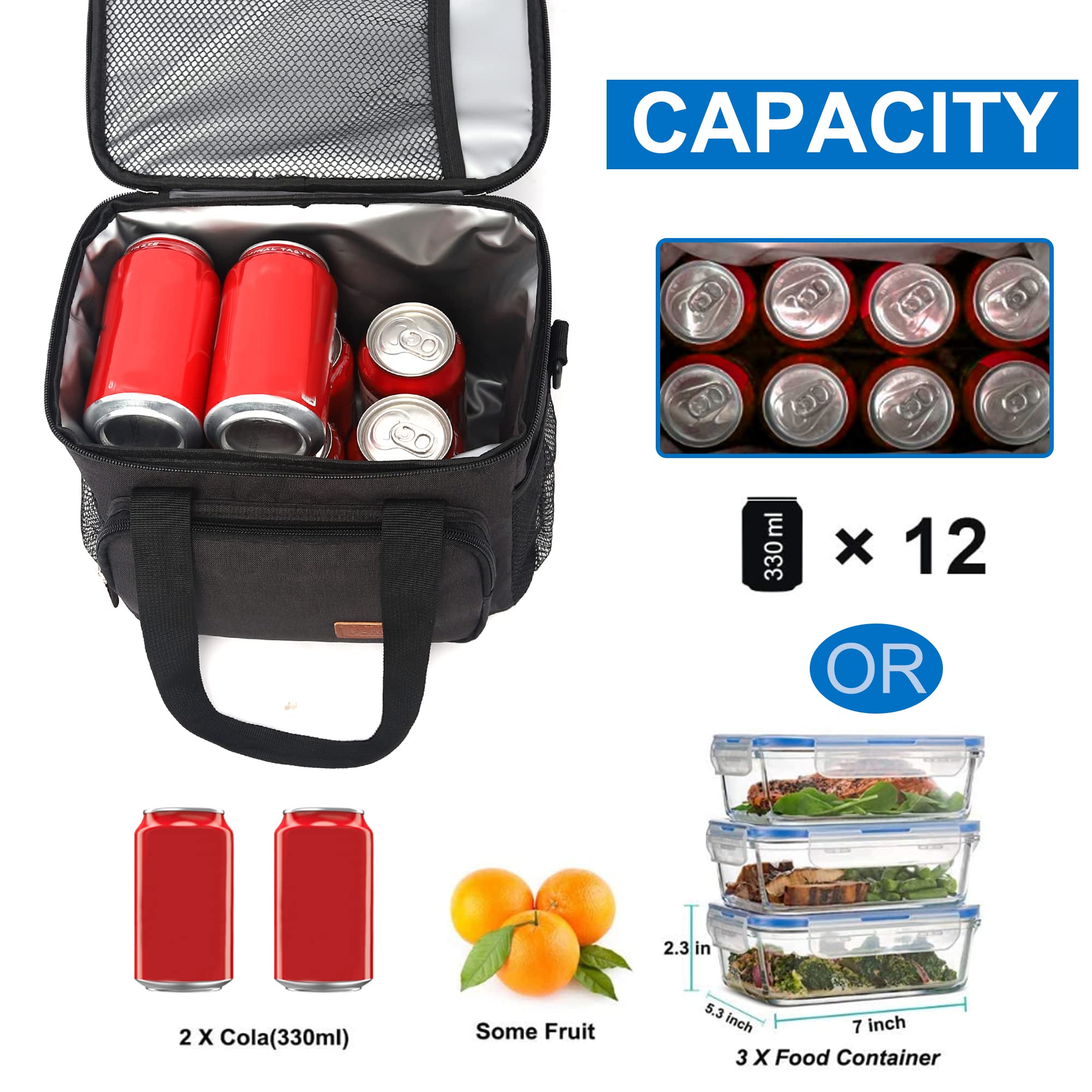 Femuar Lunch Bags for Women/Men, Insulated Lunch Bag for Work Office Picnic - Large Lunch Cooler Bag Leakproof Lunch Box with Adjustable Shoulder Strap for Adults - Grey (15L)
