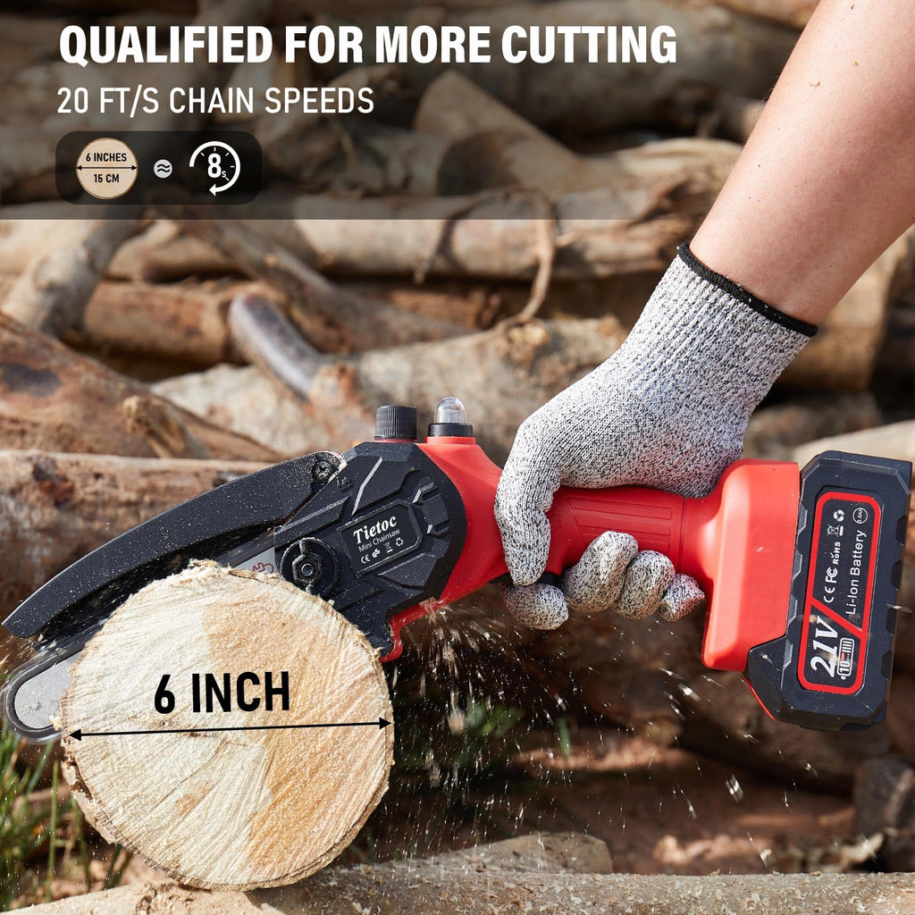 Tietoc Chainsaw 6 Inch Mini Electric Chainsaw Cordless Battery Powered, Hand Held Saw for Wood/Trees Trimming, Tools for Household and Garden, Chain Saw Gift for Men Dad Husband Fathers Gardener 2026