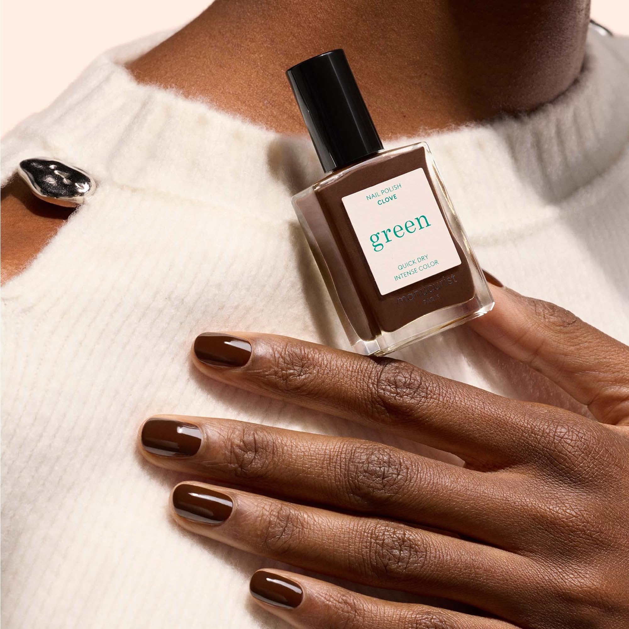 Manucurist Green Quick Dry Nail Polish Aubergine - Dark Purple Nail Polish - 9-Free, Plant-Based and Vegan - Non Toxic - Natural Classic - Nails Care - Manicure - Made in France - 0.5 fl oz