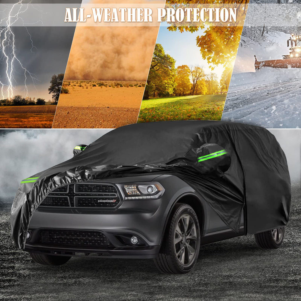 Waterproof Car Cover Replace for 1993-2010 Jeep Grand Cherokee, 6 Layers All Weather Car Cover with Zipper Door & Windproof Bands for Snow Rain Dust Protection