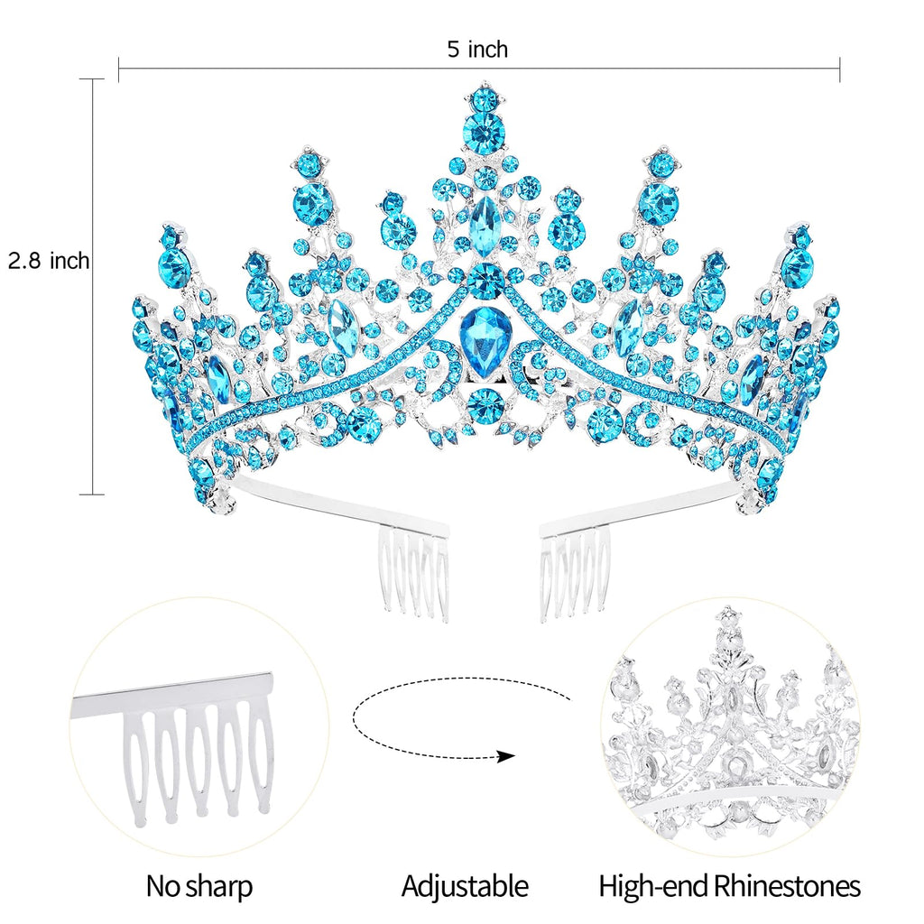 VELSCRUN AB Silver Crystal Birthday Queen Tiara Crowns for Women Girls Birthday Queen Headband Sash Elegant Princess Crown with Combs Hair Accessories Happy Birth Party Decorations Mom Gift