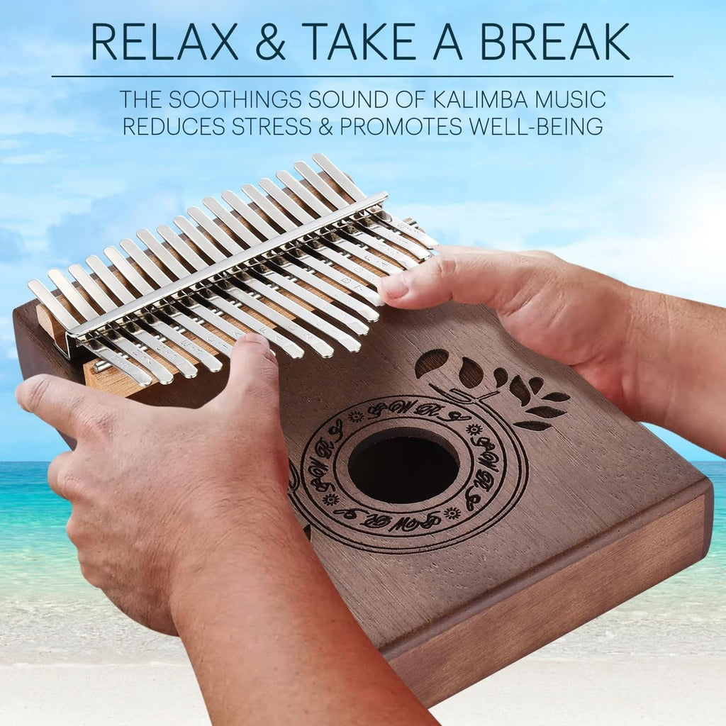 UNOKKI 17-Key Kalimba Thumb Piano - Portable Mahogany Percussion Mbira Instrument - Beginner Tuning Set, Music Instruments for Kids Gifts - Cherry