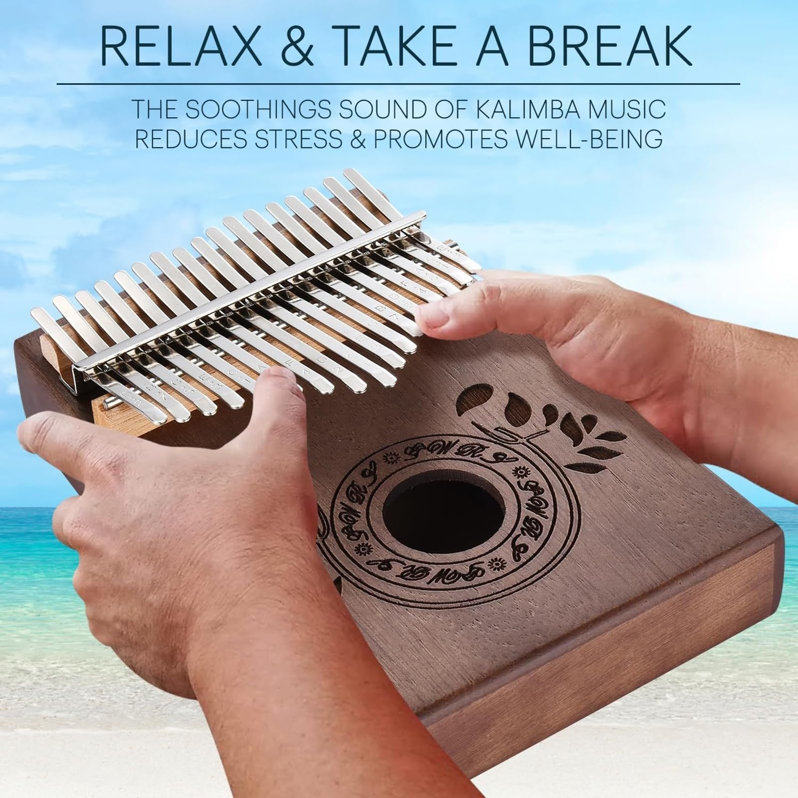 UNOKKI 17-Key Kalimba Thumb Piano - Portable Mahogany Percussion Mbira Instrument - Beginner Tuning Set, Music Instruments for Kids Gifts - Cherry