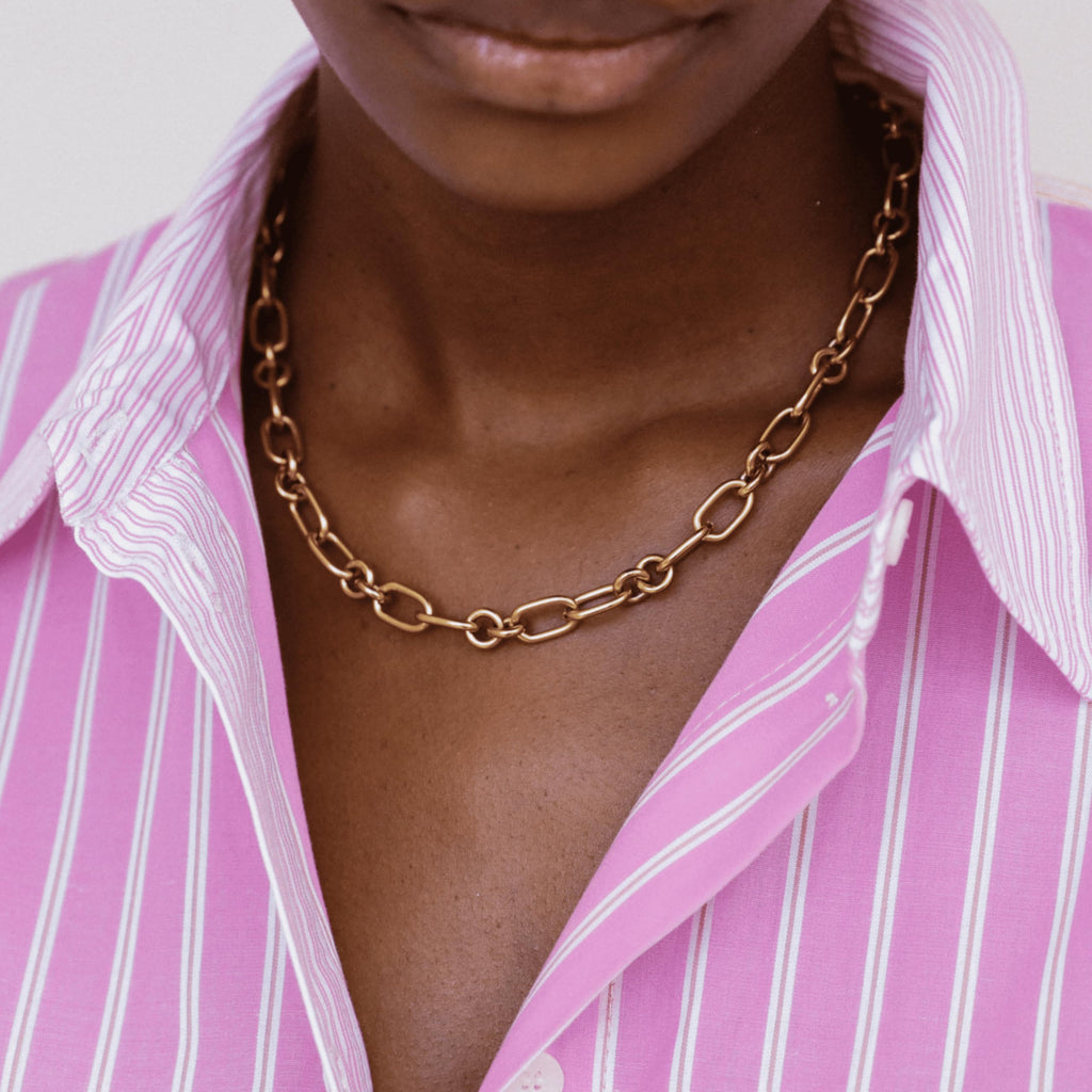 Hey Harper Gold Necklace For Women Trendy Necklace - 14K Golden PVD Coating Waterproof & Sweatproof Non Tarnish Jewelry Chain Necklaces