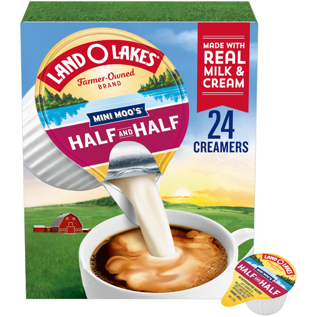 Land O Lakes Mini Moo’s Half And Half Pre-Portioned Creamer Singles, Shelf-Stable, 0.30 fl oz (24 Count)