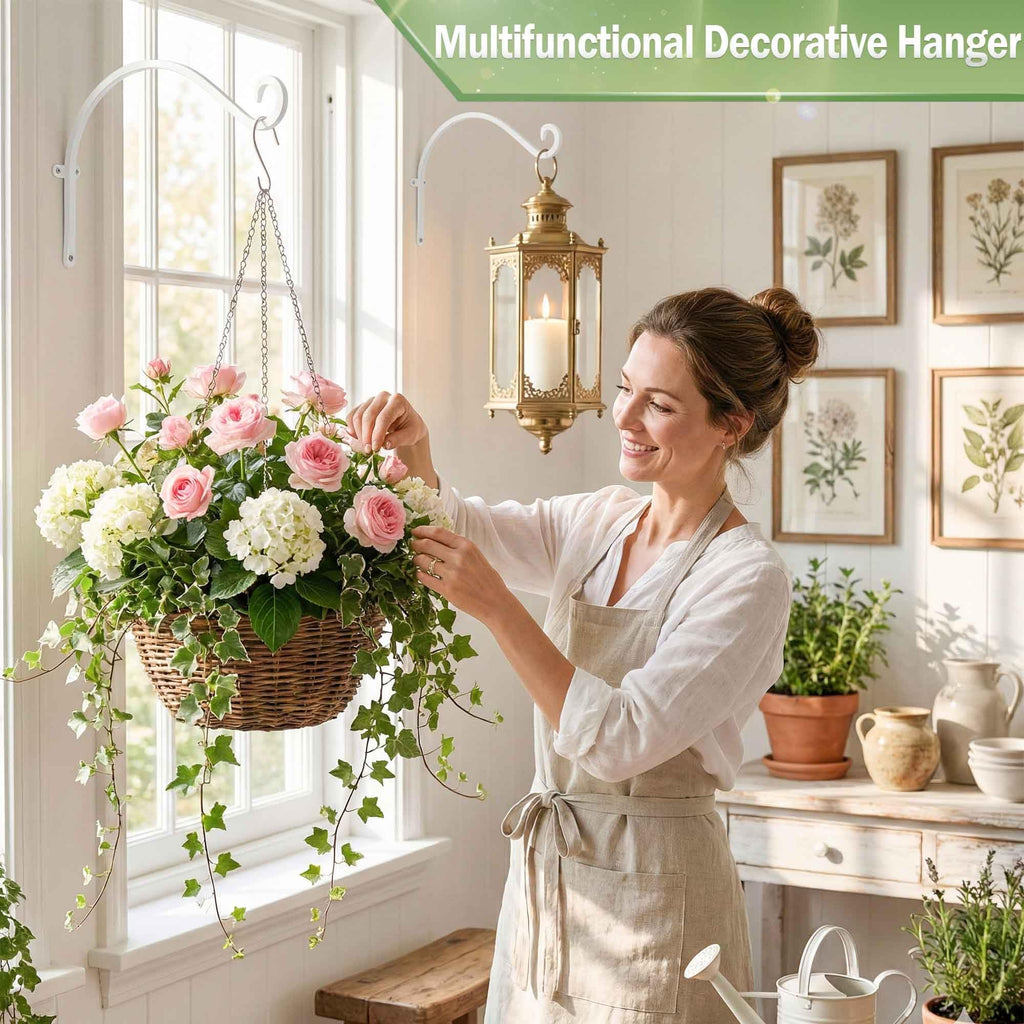 Qiang Ni Heavy-Duty Plant Hanger - 16 Inch 80lbs Metal Wall Mount Plant Bracket for Indoor Outdoor Hanging Bird Feeders, Flower Baskets, Lanterns