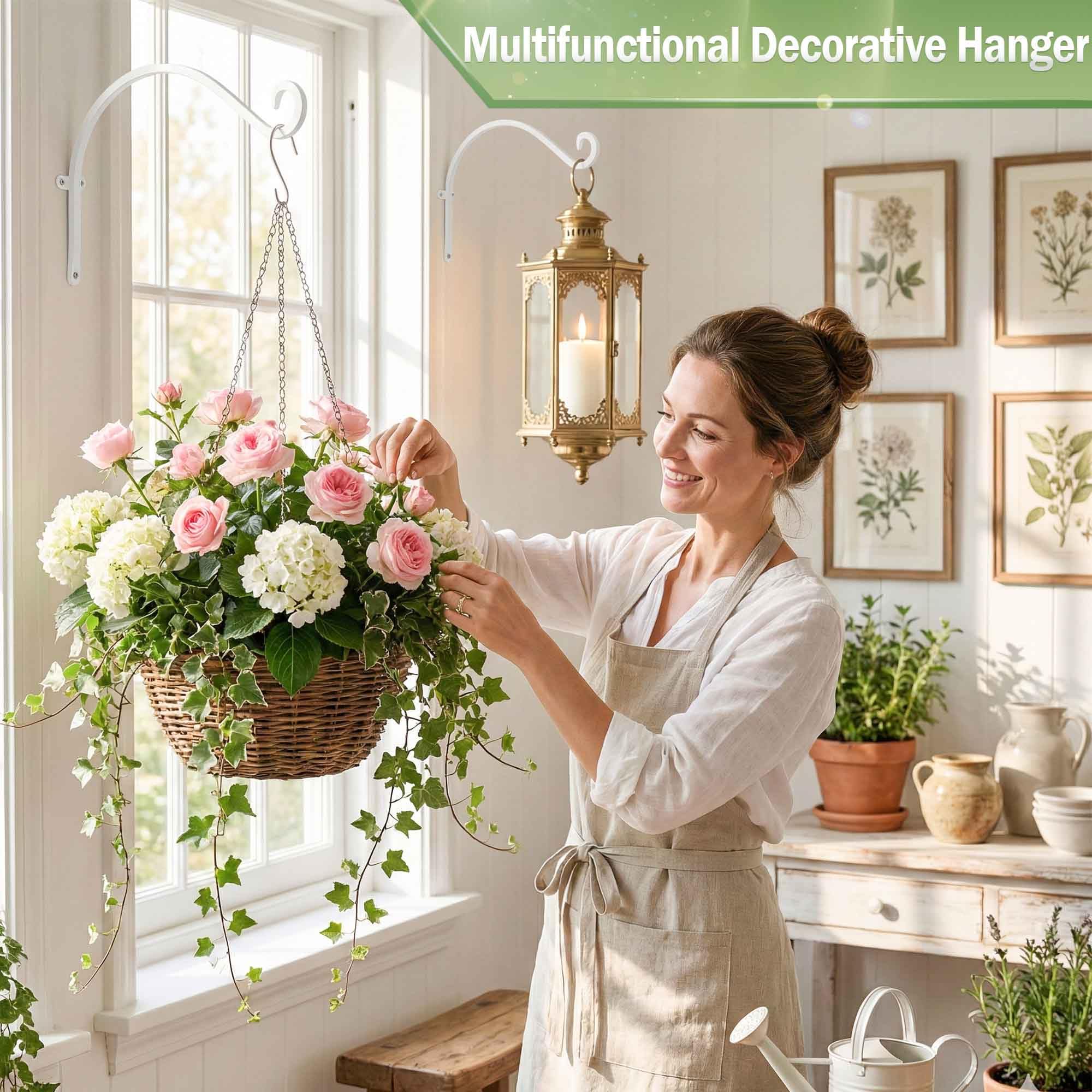 Qiang Ni Heavy-Duty Plant Hanger - 16 Inch 80lbs Metal Wall Mount Plant Bracket for Indoor Outdoor Hanging Bird Feeders, Flower Baskets, Lanterns