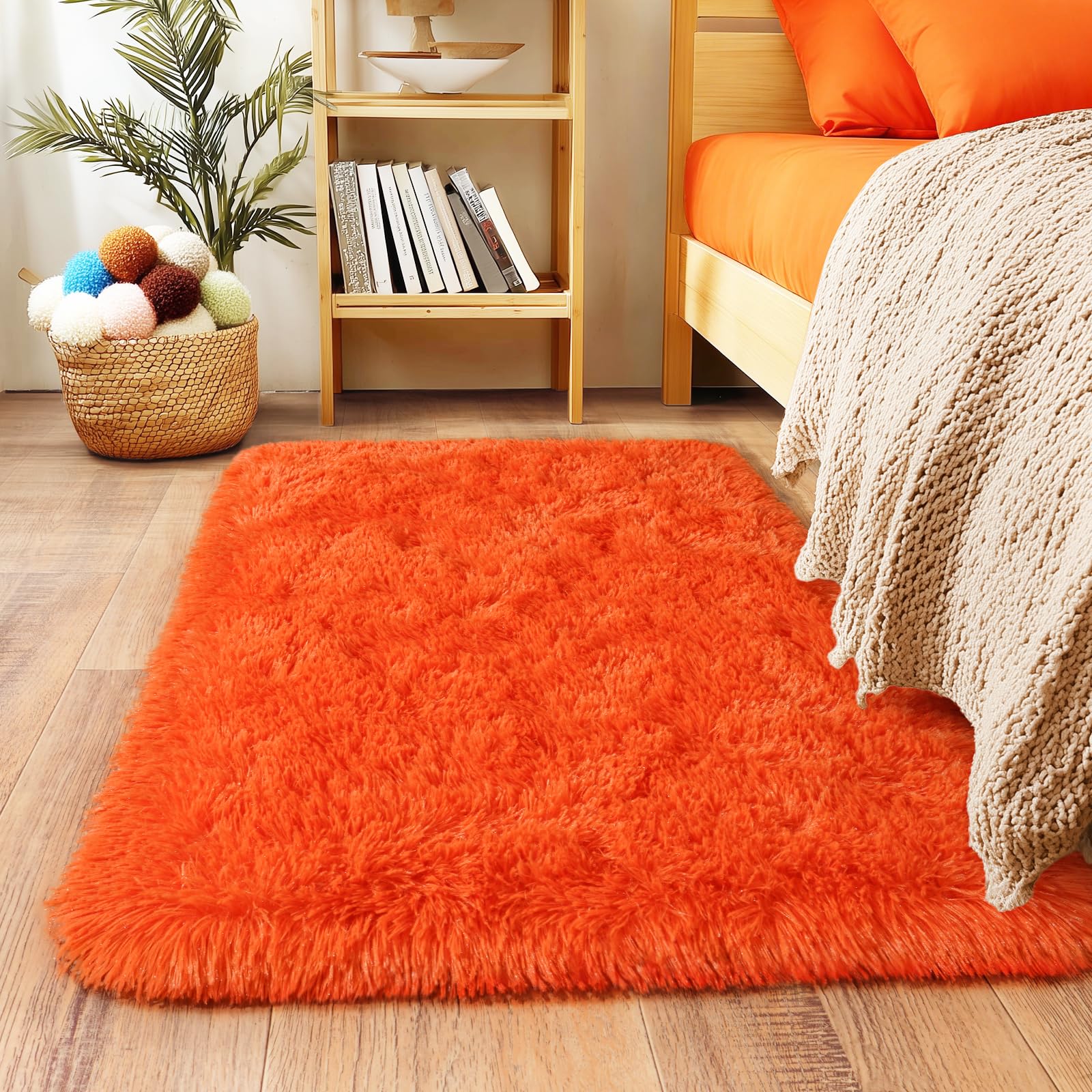 Awaytail Fluffy Rug Washable 2x3 Feet, Pure Black Desk Chair Rug Non-Slip, Super Soft Kids Rug for Boys Nursery Dorm Decor