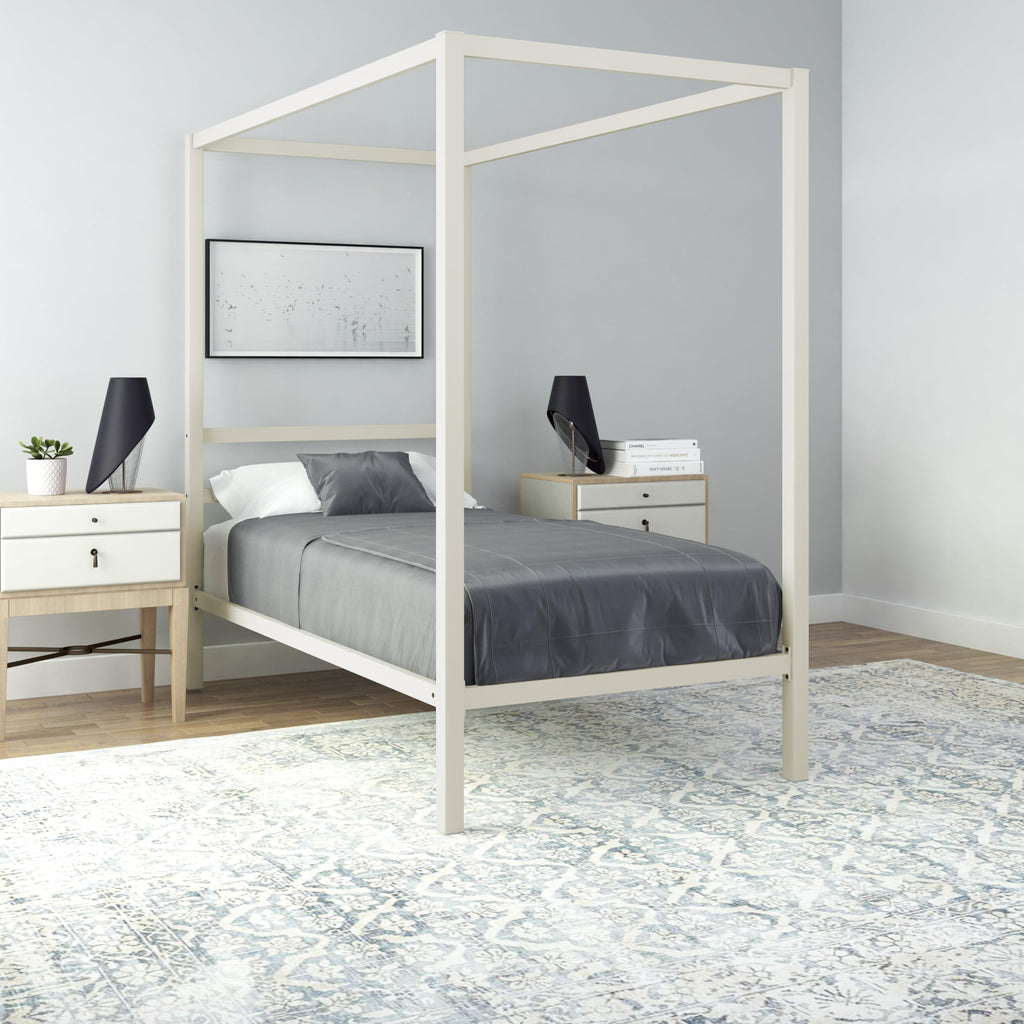 DHP King Metal Canopy Bed, Modern Design with Built-In Headboard, Sturdy Frame, No Box Spring Needed, Gunmetal Gray