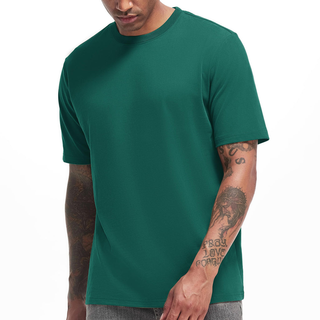 VEIISAR Men's Heavy Weight Crew Neck T-Shirt Mens Premium Cotton Tee - Pre Shrunk S-3XL