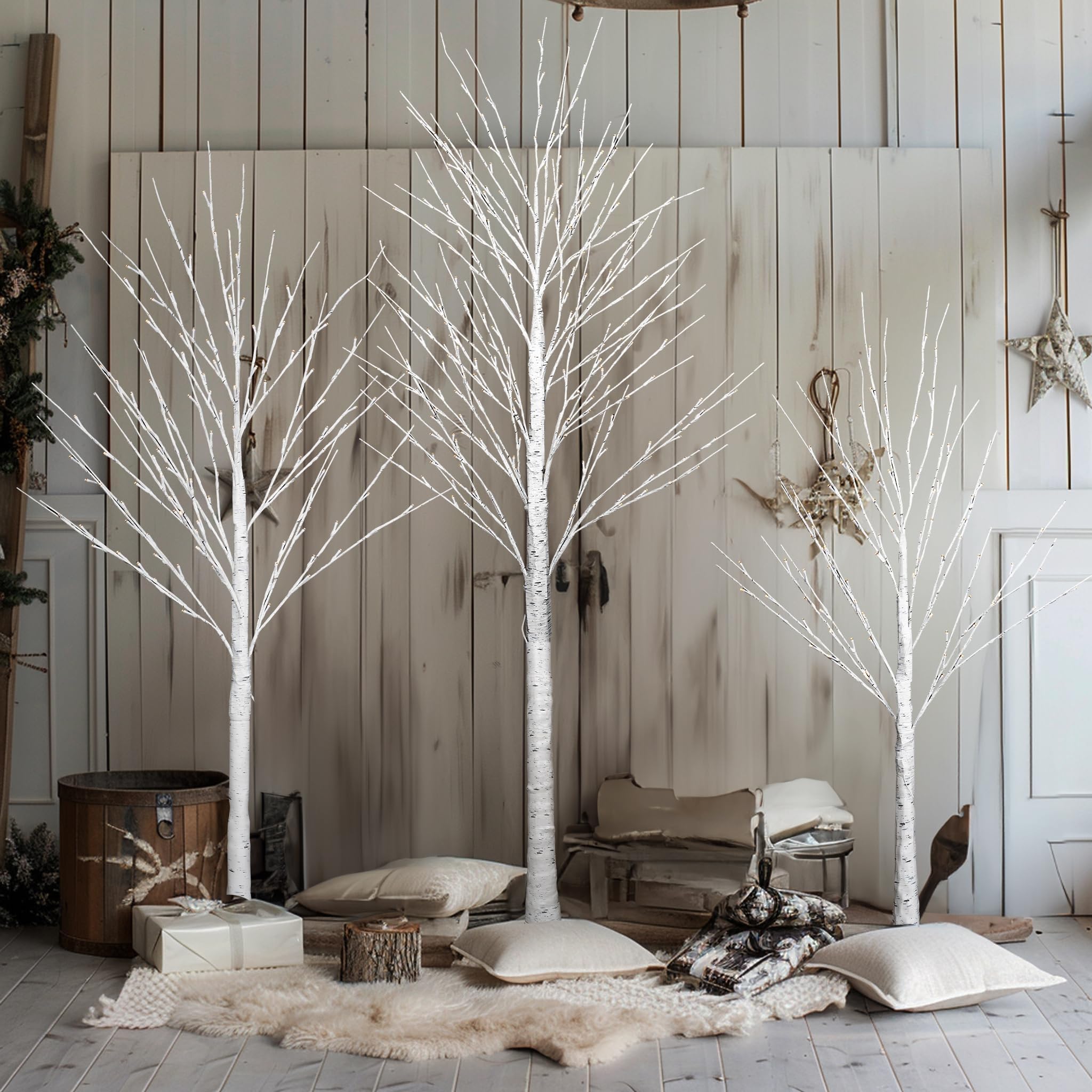 Dazzle Bright Lighted Tree, 6 Ft Birch Tree with Fairy Lights for Decoration Inside Outside, Birch Tree with 144 LED Lights for Christmas Holiday Wedding Home Room Decor, 2 Pack
