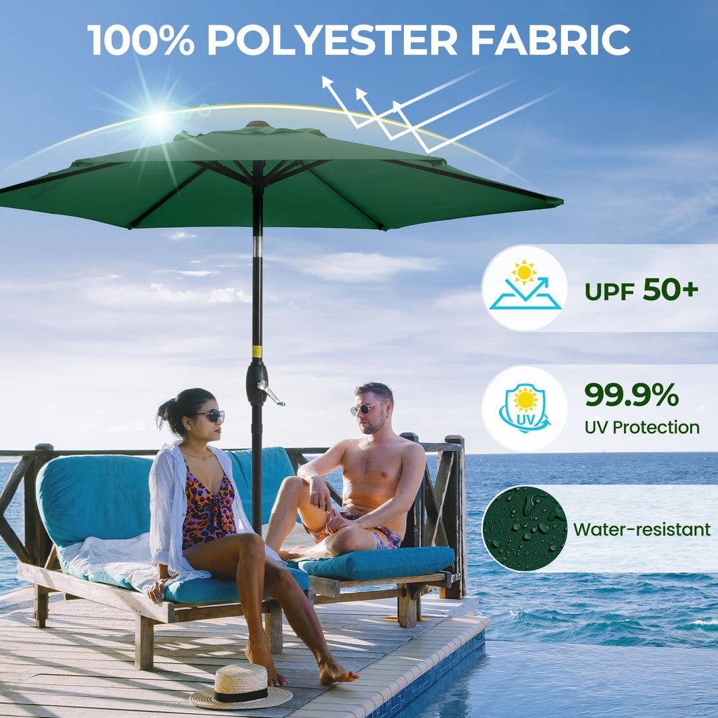 SUNVIVI OUTDOOR Outdoor Patio Umbrella, Patio Umbrella, Market Umbrella, Large Outdoor Umbrella, Metal Pole Umbrella with Push Button Tilt and Crank, Polyester Canopy