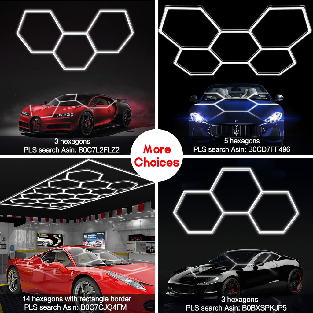 MODERN Hexagon LED Light,105W 12600LM 6500K, 3 Hexagonal LED Shop Light for Auto Shops, Malls & Work Areas