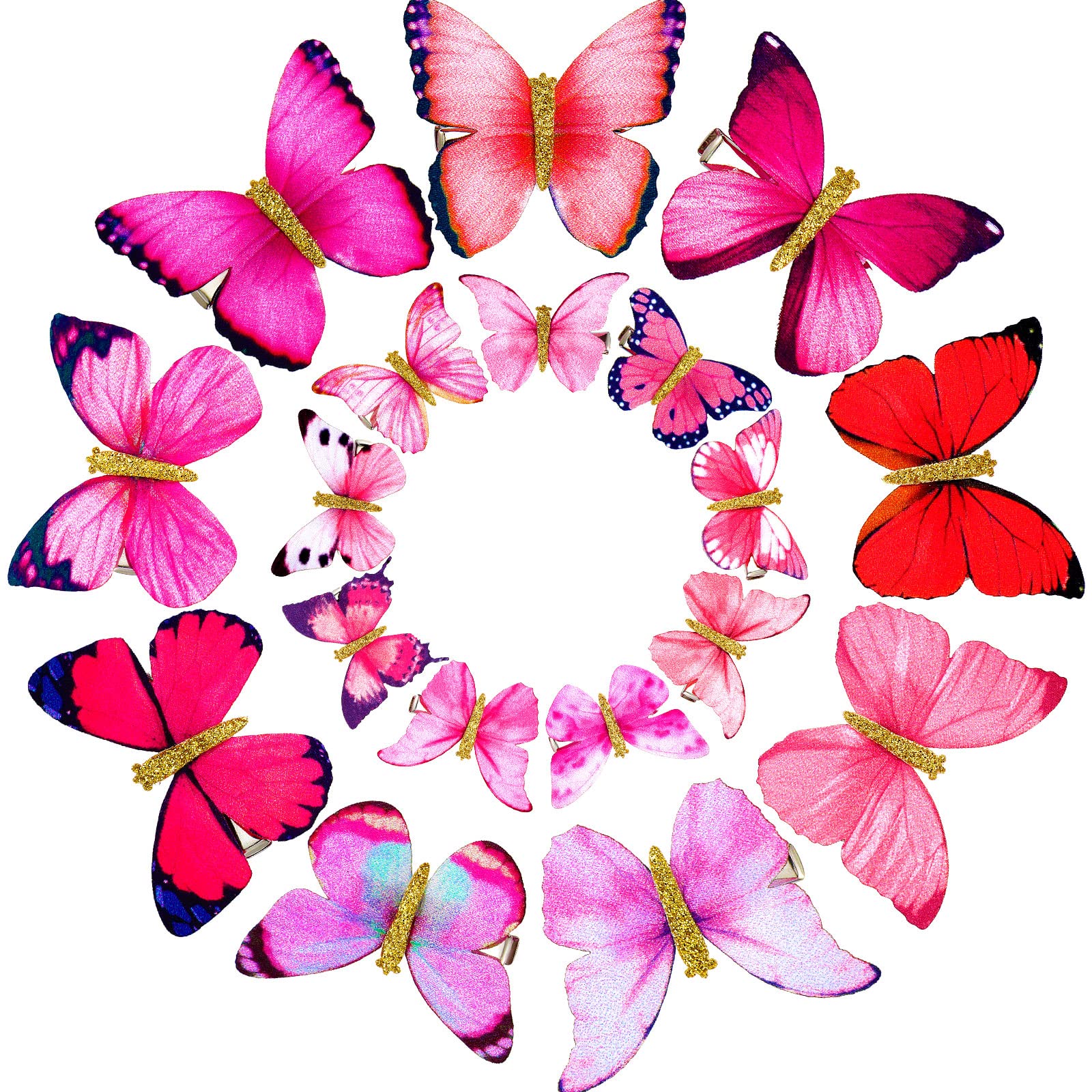 Boao 18 Pieces Glitter Butterfly Hair Clips for Girls Teens Women Hair Accessories (Bright Style)