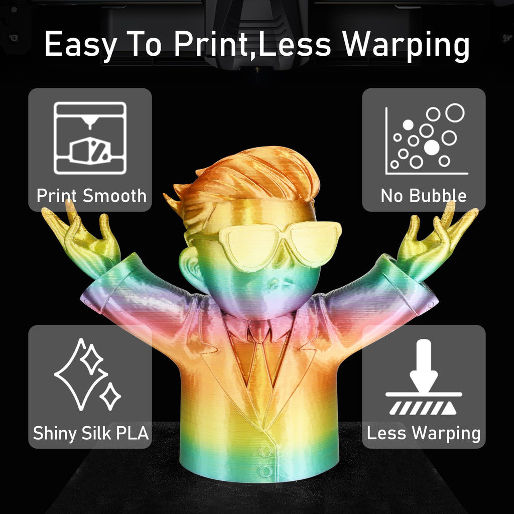1.75mm PLA 3D Printer Filament Bundle: Glow in Dark Green/Blue/Purple/Rainbow, One Spool Clear Multi Colored, Each Spool 250g, Total 1.25Kg 3D Printing Material, 250g x 5 Spools Glow in Dark PLA
