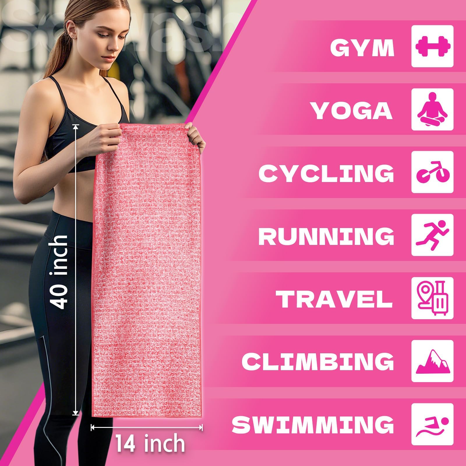 Microfiber Gym Towels for Showering Working Out Quick Dry Negative ions Large Middle Small Sizes Lightweight Gym Towel for Men Women Tennis Sports Towels for Body Hot Yoga Fitness Essentials