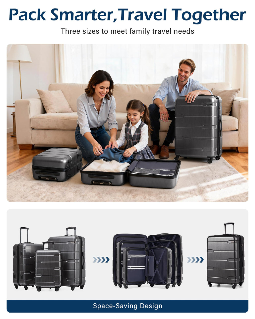Coolife Carry On Luggage 22x14x9 Airline Approved Hardside PC+ABS Suitcase with TSA Lock, Lightweight Rolling Travel Luggage with Spinner Wheels(Black Brown, 20in)