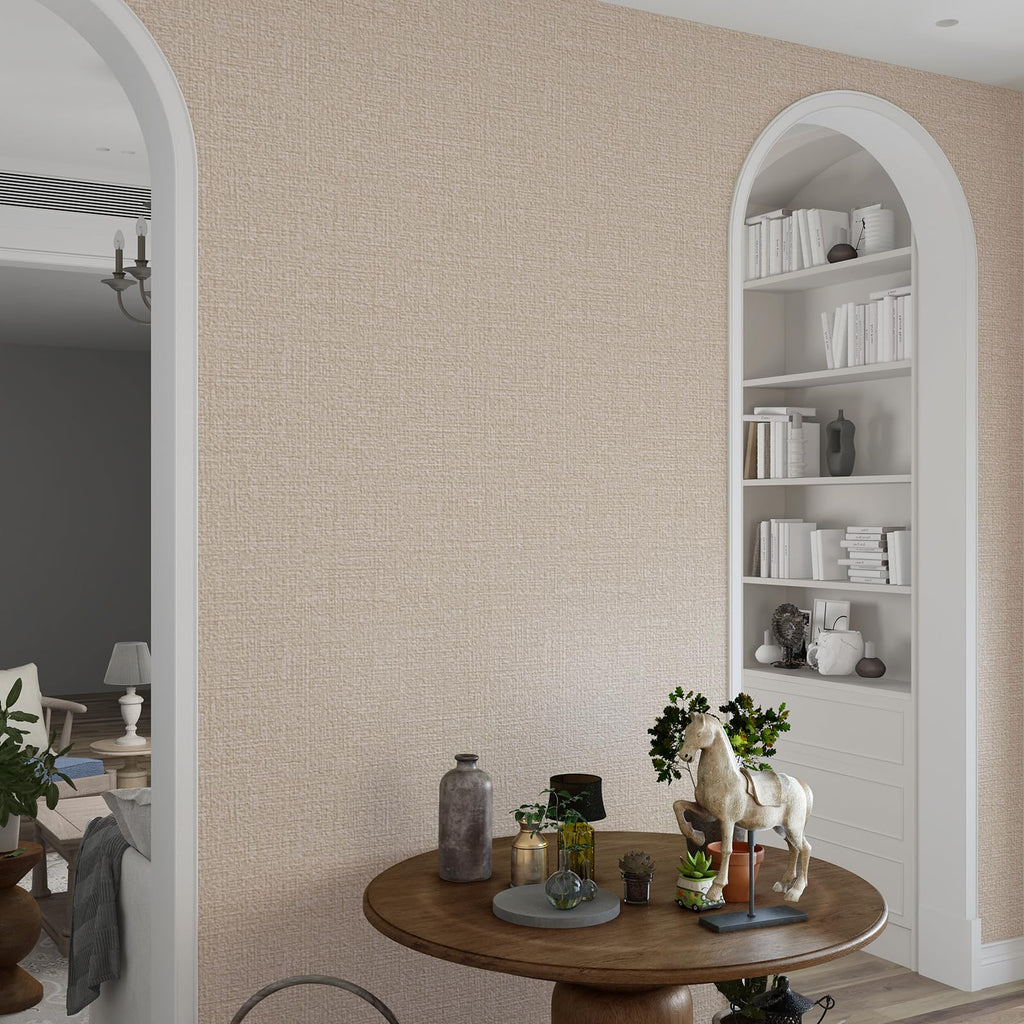 Grasscloth Peel and Stick Wallpaper 20.8"x394" Gray Thick Fabric Textured Linen Classic Faux Grassweave Neutral Removable Wallpaper Vinyl Film Roll for Home Use