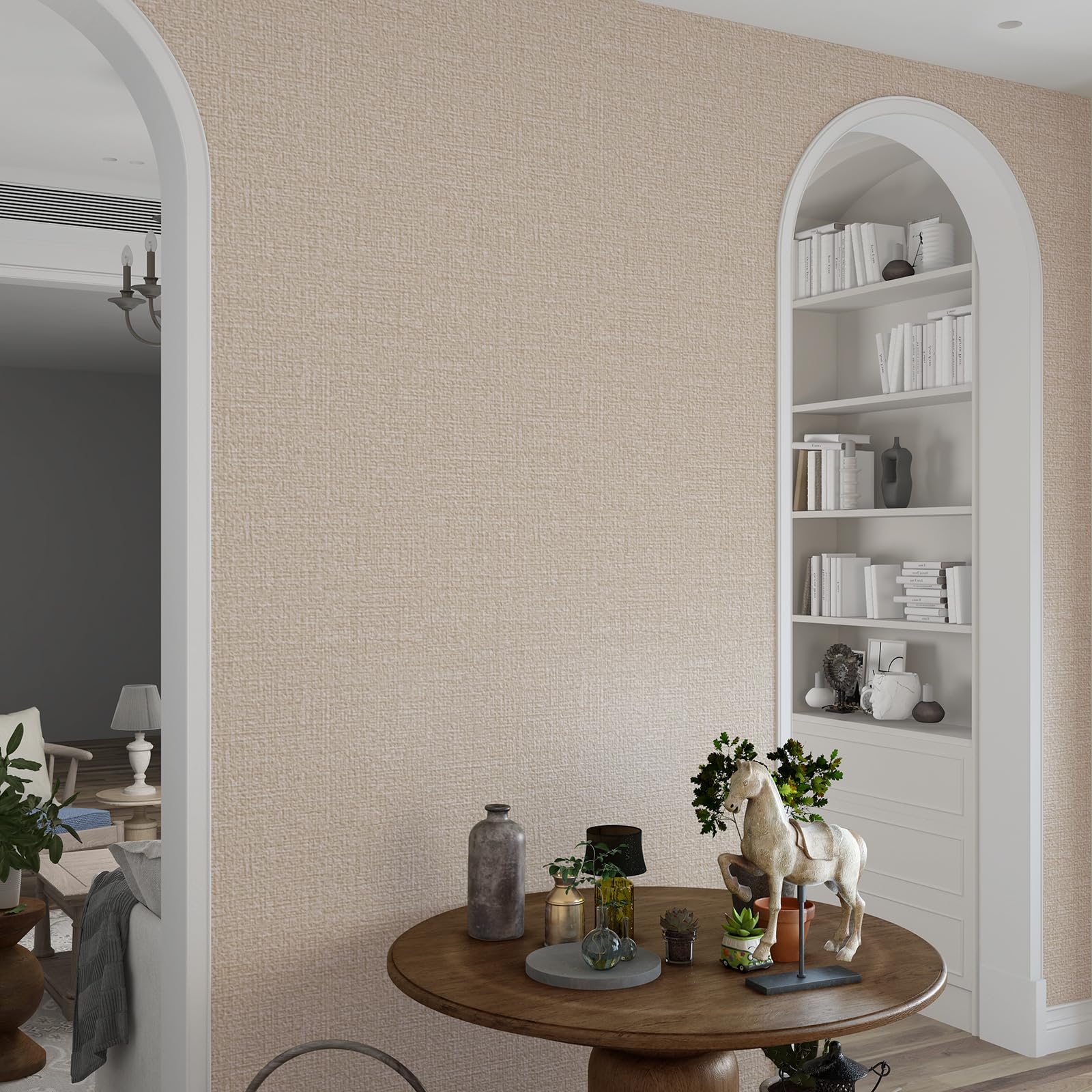 Grasscloth Peel and Stick Wallpaper 20.8"x394" Gray Thick Fabric Textured Linen Classic Faux Grassweave Neutral Removable Wallpaper Vinyl Film Roll for Home Use