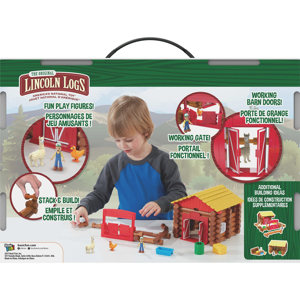 Lincoln Logs – Fun On The Farm - 102 Parts - Real Wood Logs - Ages 3+