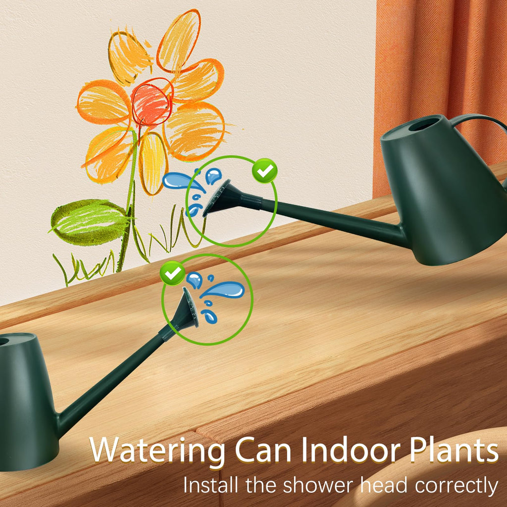 60 oz Watering Can for Indoor Plants, Small Plastic Watering Cans with Removable Nozzle, Long Spout Indoor Water Can for House Plants, Garden Flowers (1.8L 1/2 Gal)