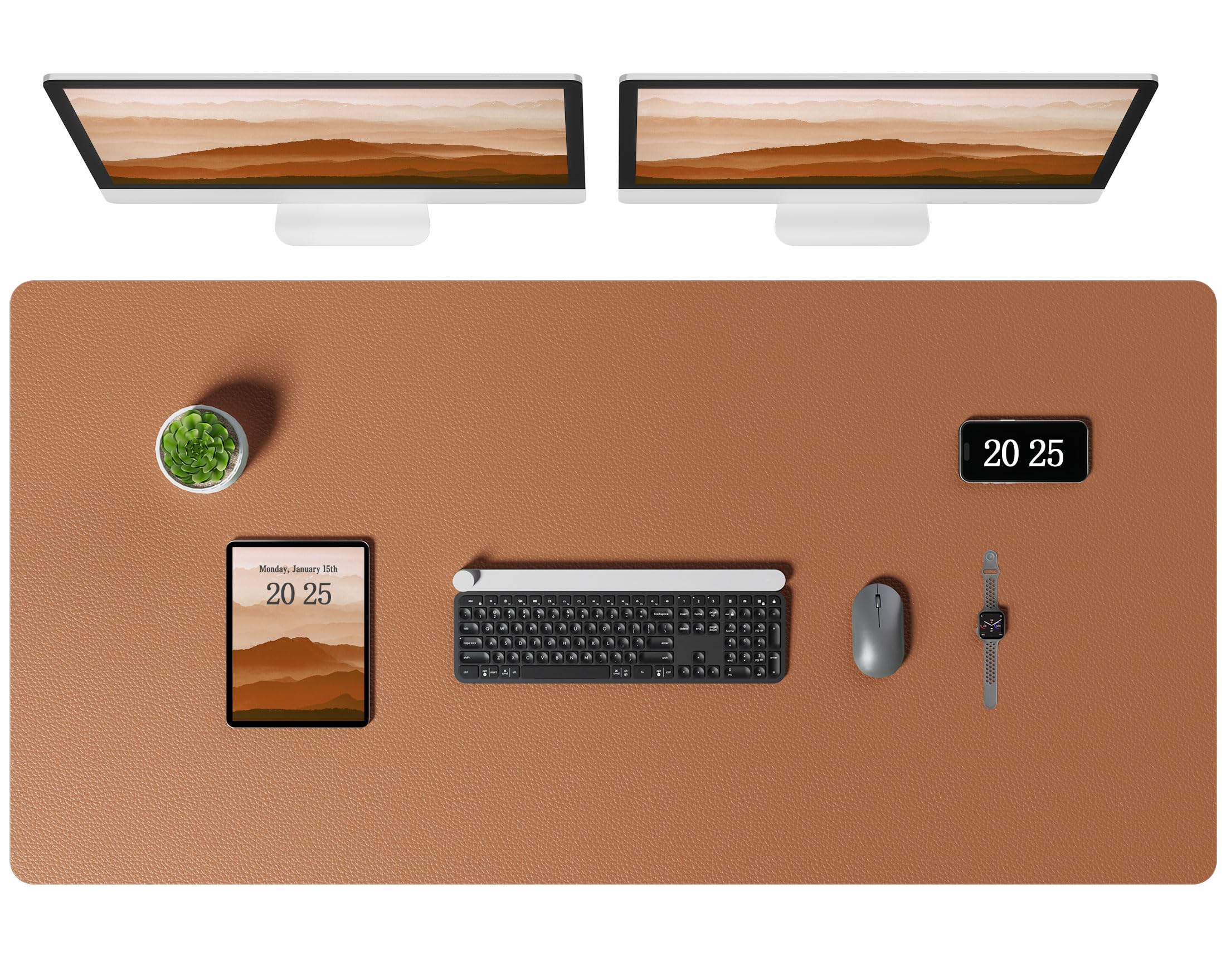 Aothia Leather Desk Pad Protector - Large Mouse Pad, Office Mat, Non-Slip PU Leather Blotter, Laptop Desk Pad, Waterproof Writing Pad for Office and Home (Beige, 38" x 13.7")