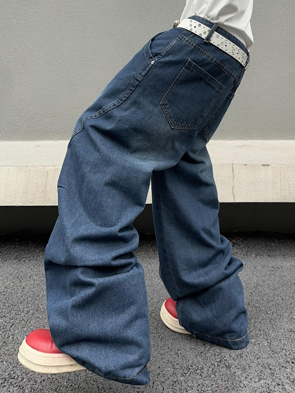 DFGIGT Men's Irregular Sutures Y2k Hip Hop Baggy Jeans Wide Leg Denim Pants Casual Loose Fit Trousers Streetwear
