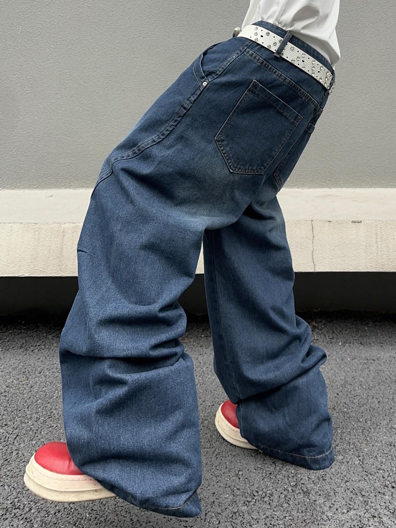 DFGIGT Men's Irregular Sutures Y2k Hip Hop Baggy Jeans Wide Leg Denim Pants Casual Loose Fit Trousers Streetwear