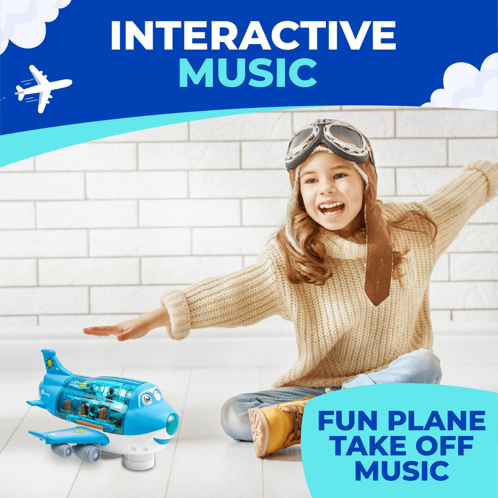 Toysery Airbus A380 Toy Airplane for Kids, Large Bump and Go Airplane Toy with LED Lights, Real Sounds & Propeller, Battery Powered Electric Plane Toy for Toddlers Boys & Girls Ages 3-12