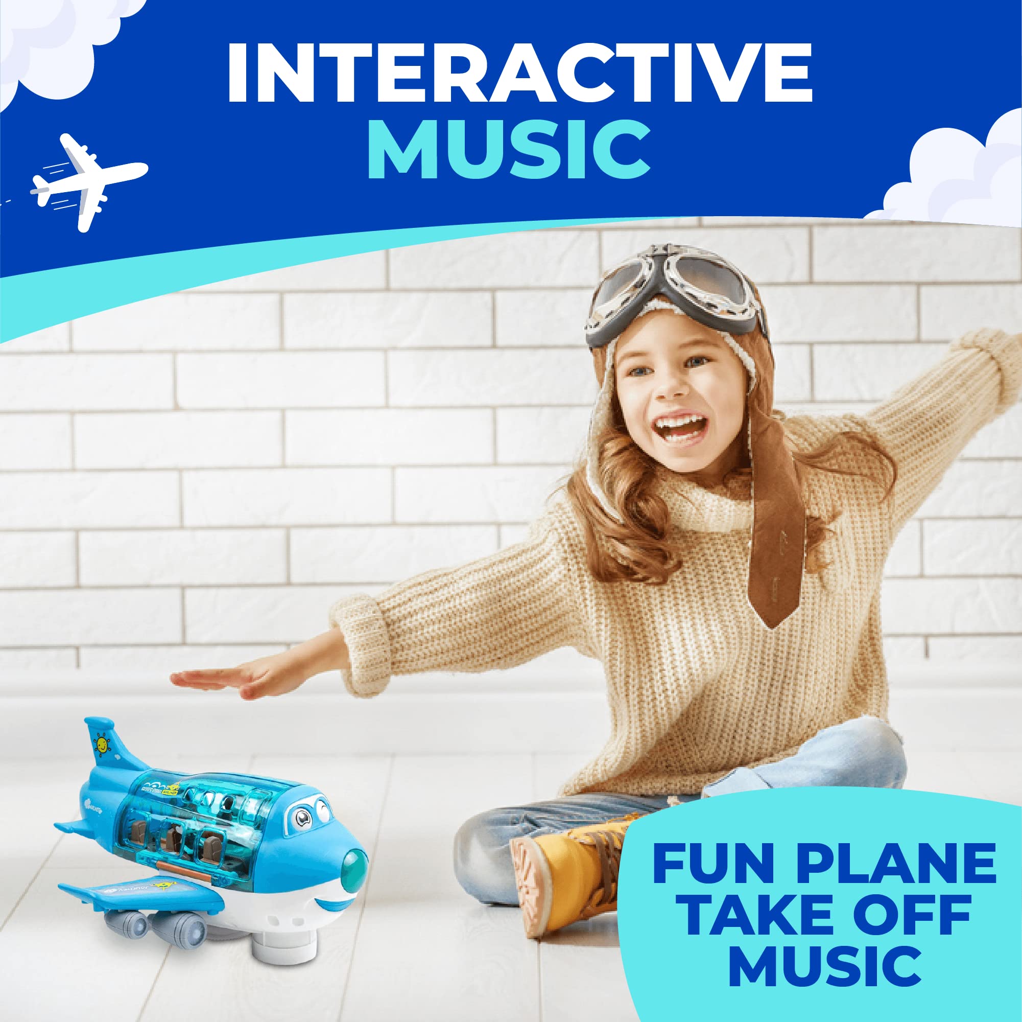 Toysery Airbus A380 Toy Airplane for Kids, Large Bump and Go Airplane Toy with LED Lights, Real Sounds & Propeller, Battery Powered Electric Plane Toy for Toddlers Boys & Girls Ages 3-12