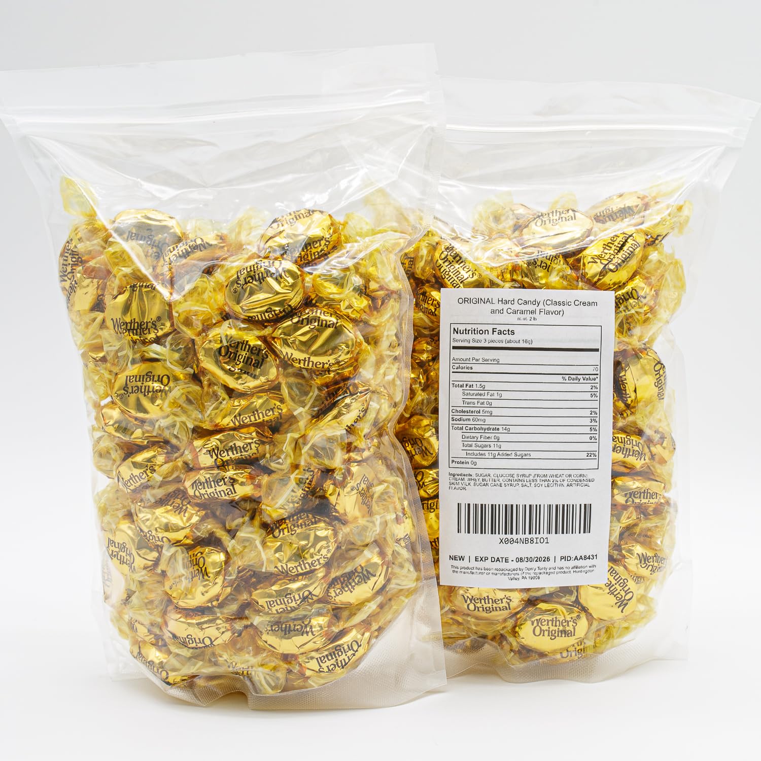 ORIGINAL Caramel Hard Candy 1 lb – Bulk Bag, Classic Cream and Caramel Flavors, Individually Wrapped (82 Pieces)