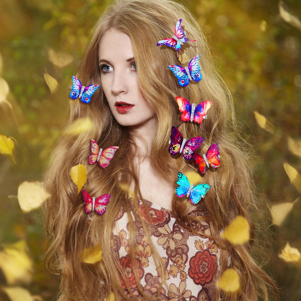 Boao 18 Pieces Glitter Butterfly Hair Clips for Girls Teens Women Hair Accessories (Bright Style)