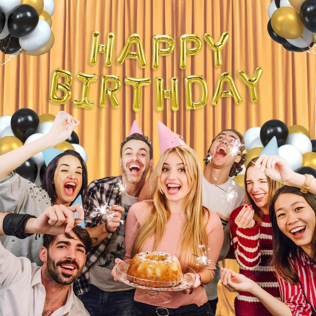 10 x 10 Feet Black A Backdrop Curtain for Partie, Background Curtains for Photoshoot, Birthday, Wedding, Halloween, Thanksgiving, Christmas, New Year Party Decorations 5Ft x 10Ft, 2 Panels