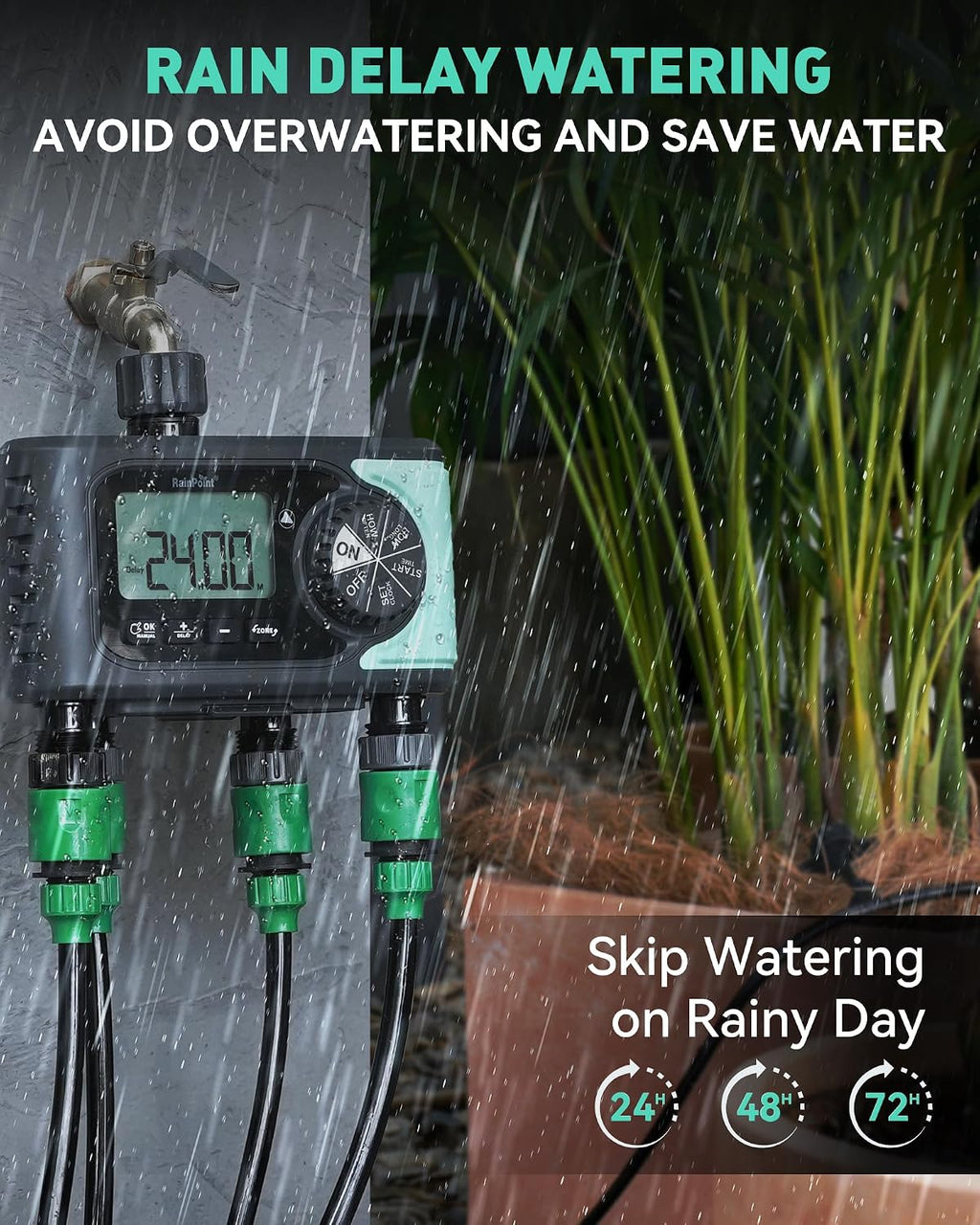 RAINPOINT Sprinkler Timer, Timed Irrigation Controller for Lawn
