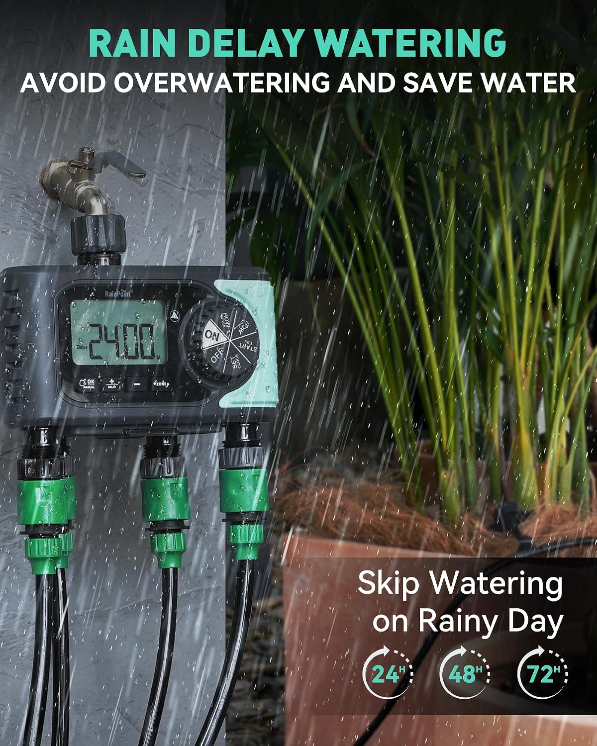 RAINPOINT Sprinkler Timer, Timed Irrigation Controller for Lawn