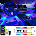RGB Interior Car Strip Lights with Smart APP Control, Music Sync Under Dash Footwell Neon Internal Lighting Kit 2 Lines Design,12V LED Strip Lights for Cars, Trucks, SUVs with Car Charger(1 Set)