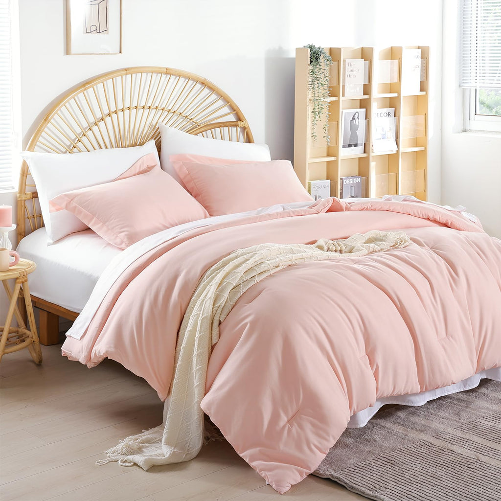 weigelia Twin Comforter Set 5 Pieces Beige Bed in A Bag Soft Queen Bedding Set Lightweight Comforter Set for Women and Men（Comforters, Flat & Fitted Sheets, Pillowcases & Shams）