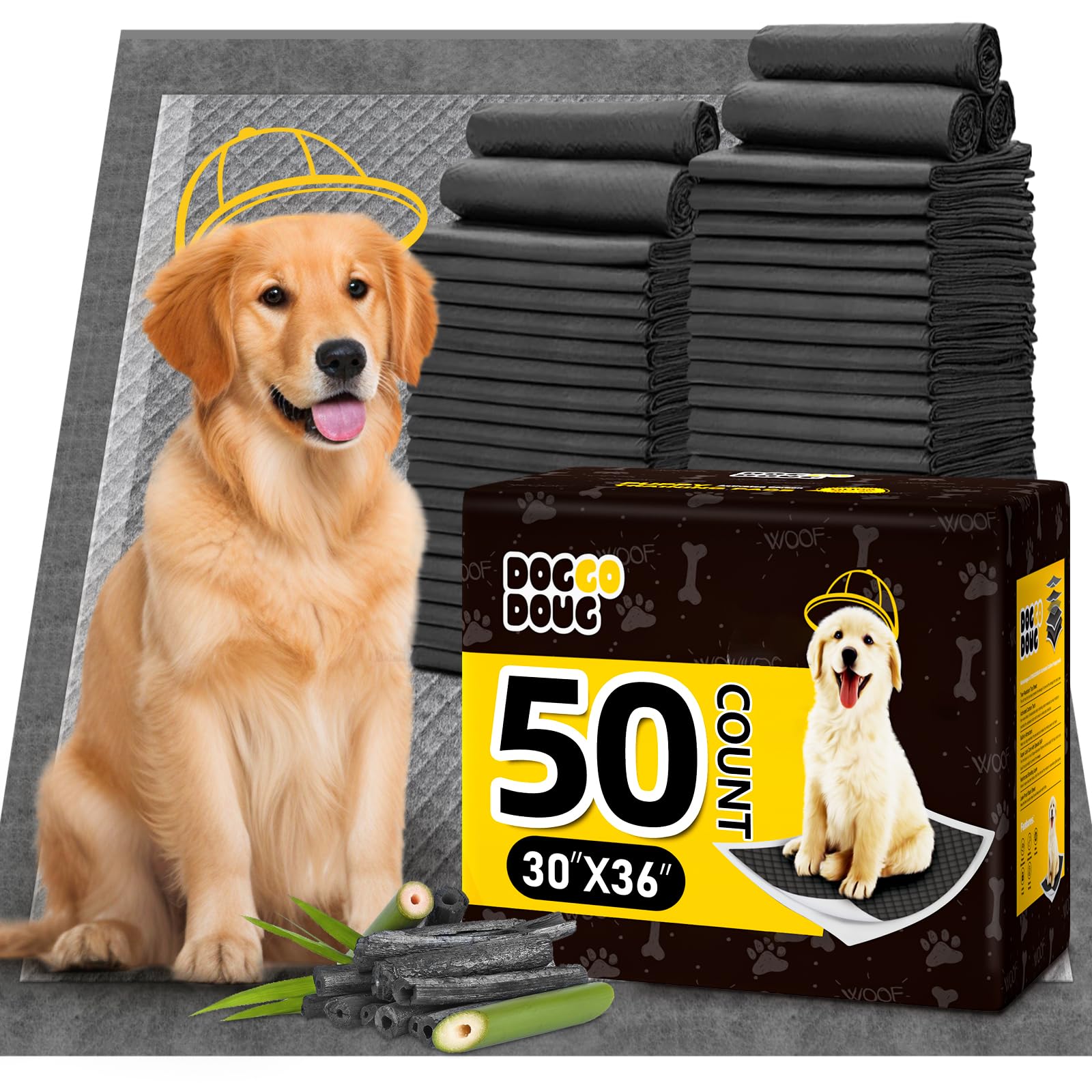 Puppy Pads 30 Count Small 22x22in Bamboo Training Pads Deodorizing Leakproof Quick Drying Dog Pee Pads Super Absorbent Disposable Pee Pads for Dogs Puppies, Doggie, Cats, Rabbits