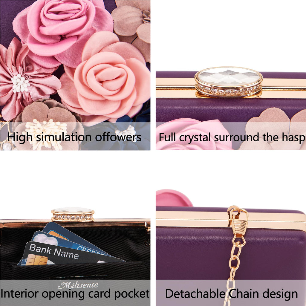 Evening Bag for Women, Flower Wedding Evening Clutch Purse Bride Floral Clutch Bag