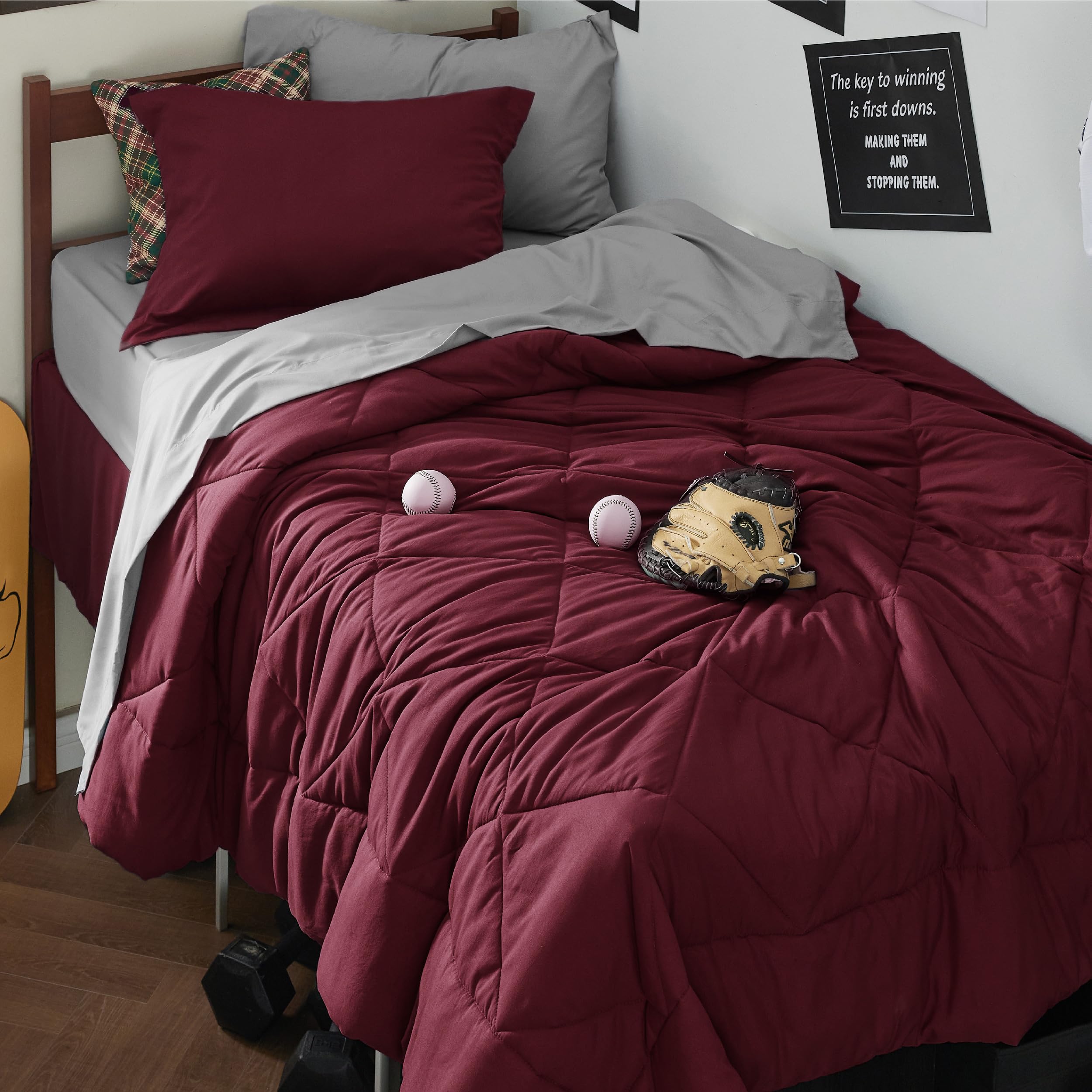 Bedsure Twin Comforter Set - 5 Pieces Reversible Grey Bedding, Twin Size Bed Set for All Seasons, Bed in a Bag with Down Alternative Comforter, Sheets, Pillowcase & Sham