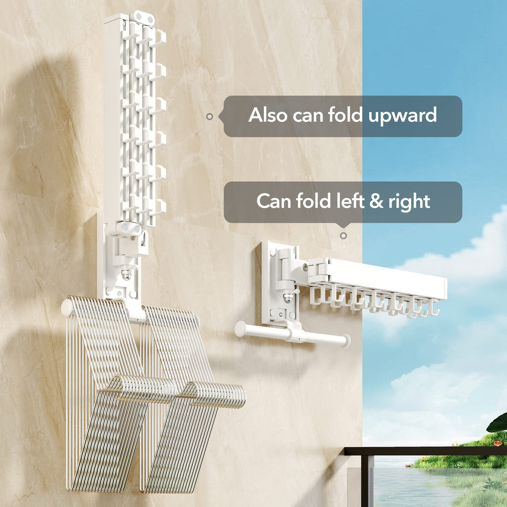 BOQORAD Clothes Drying Rack,Drying Rack Clothing,Luandry Drying Rack,Clothes Hanger Rack,Wall Mounted Luandry Rack,Folding Retractable,Frosted Stone Black Classic,ms-01