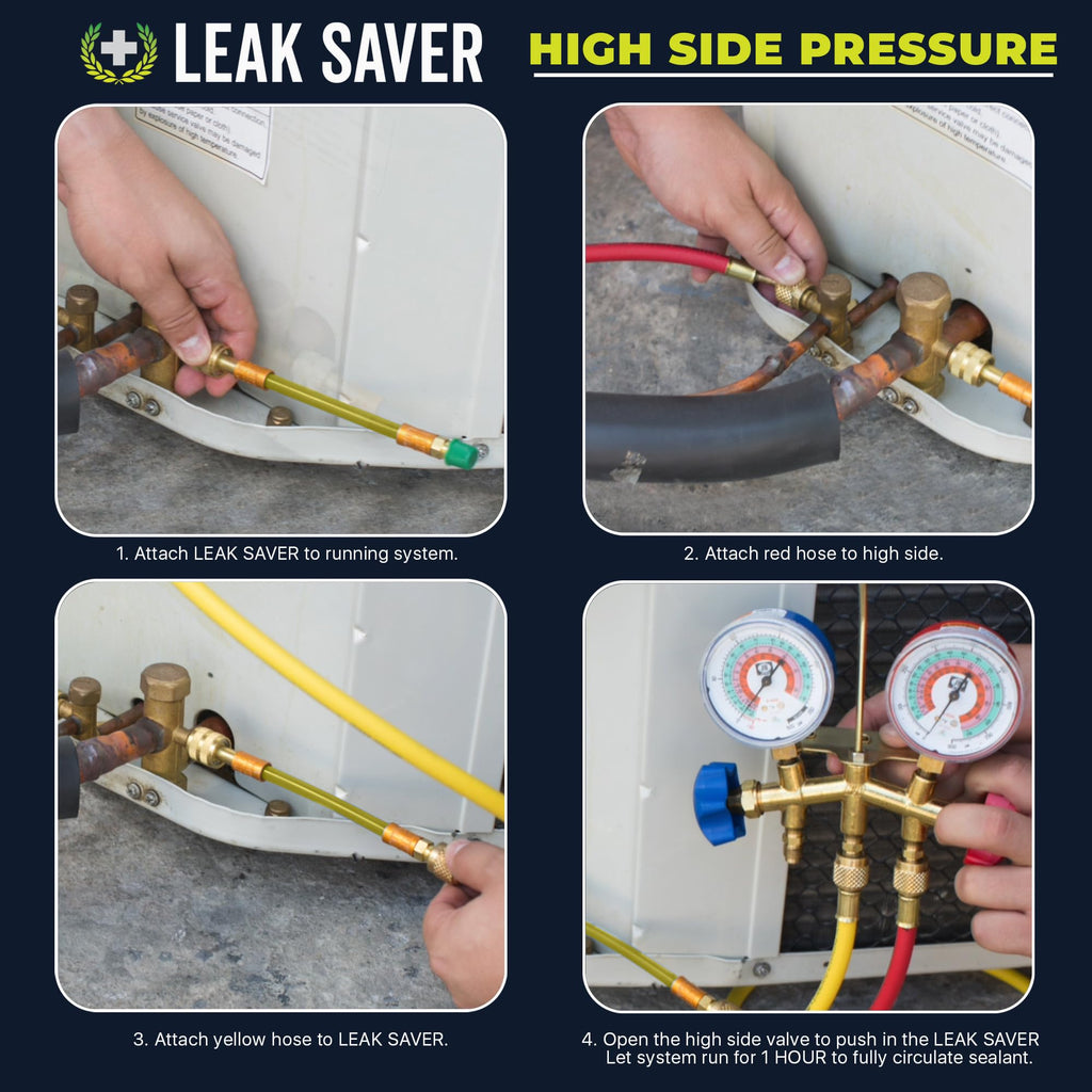 Leak Saver Direct Inject Small System with UV Dye - Refrigerant Leak Sealer - Detects Large Leaks - Ideal for Most Small Home Appliances and HVAC Systems up to 1 Ton - Proudly Made in The USA