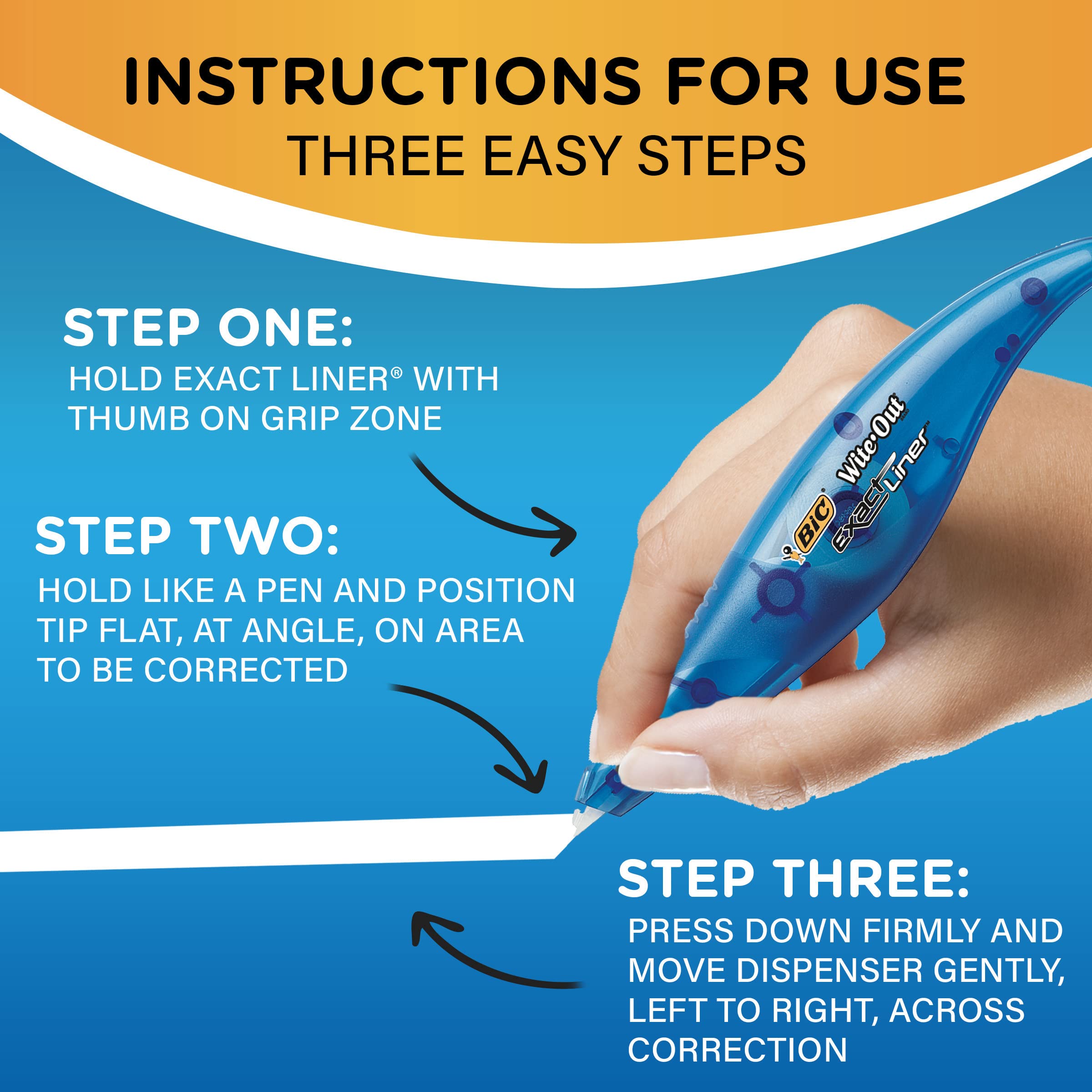 BIC Wite-Out Brand Exact Liner Correction Tape, 19.6 Feet, White, Fast, Clean and Easy to Use Tear-Resistant Tape, 10-Count